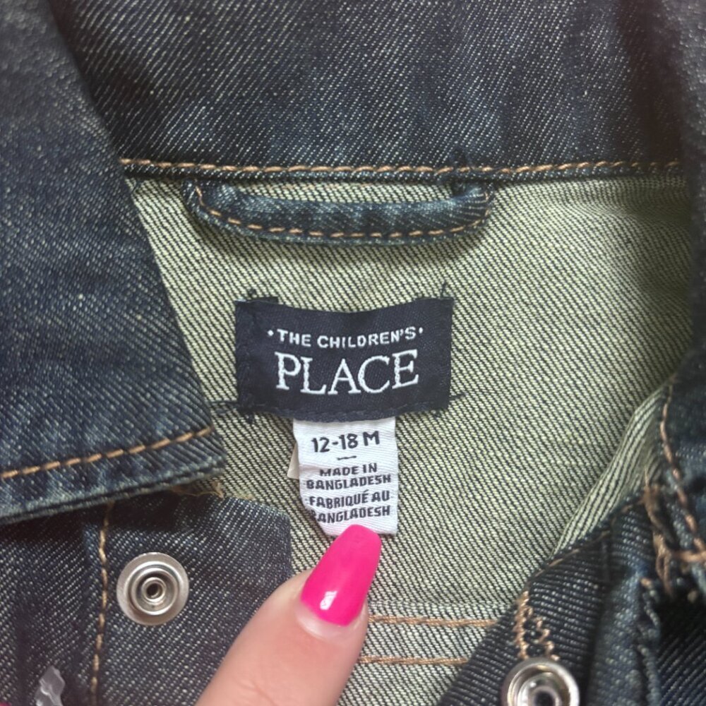 The Childrens Place Baby Girls Blue Jean Jacket Snap Front Size 12-18 Months NWT - Picture 2 of 5